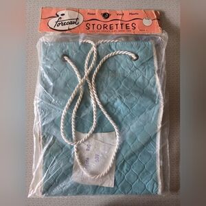 Vintage 1950s Blue‎ Quilted Tote Bag "Storettes" 8 X 11